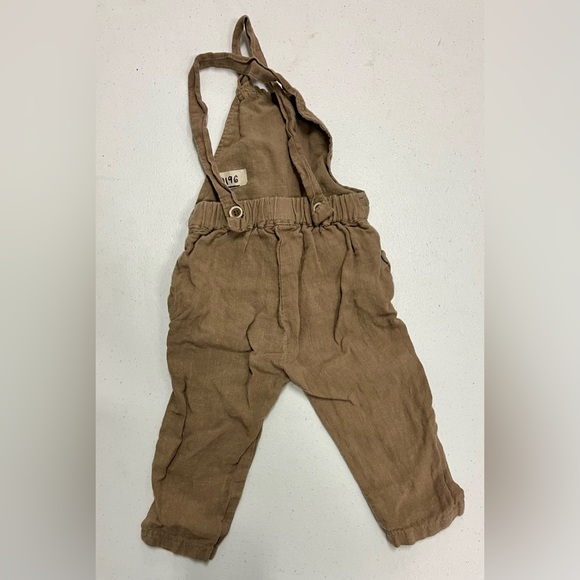 Ira Loves Mae Brown Linen Overalls - Picture 2 of 4